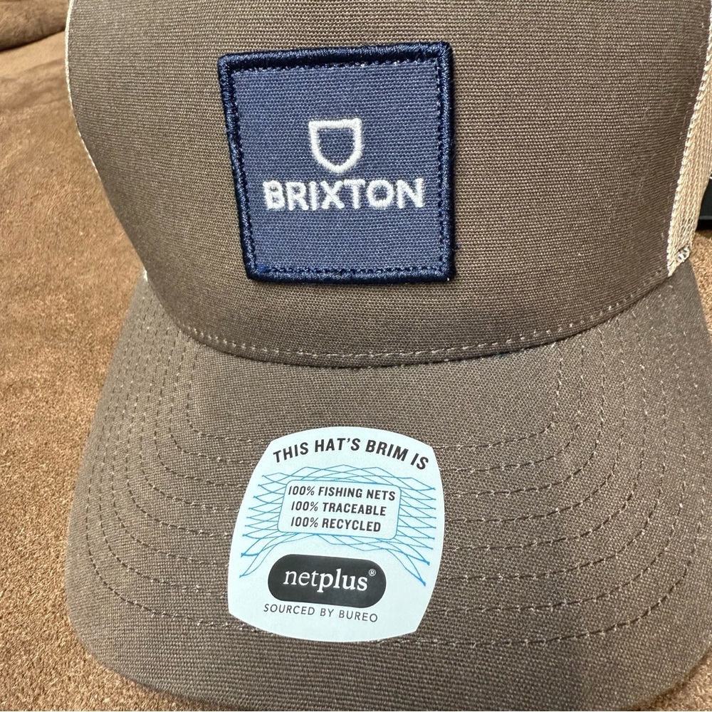 Brixton Snapback Mesh Trucker Hat Brown Sand Alpha Block New With Tags - Picture 7 of 8